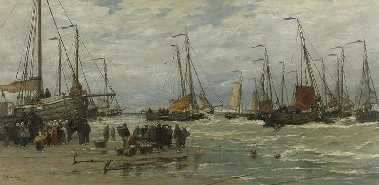 Hendrik Willem Mesdag Pinks in the Surf oil painting image
